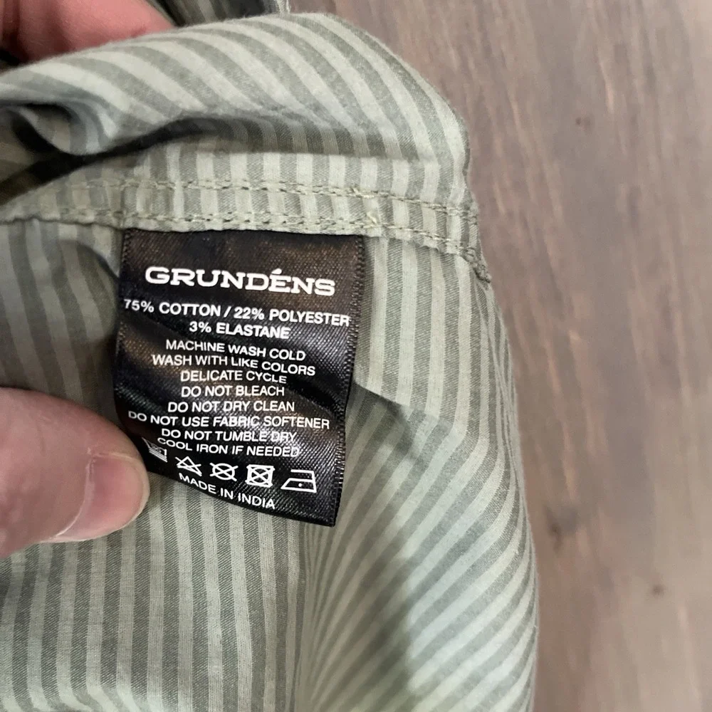 Grundens Men's Platform SS Shirt Tea Lichen Green Men's size Large Striped - Picture 7 of 10